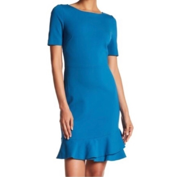 DVF DIANE VON FURSTENBERG Serafina Mini Sheath Dress in Peacock Blue Sz 8 - Picture 1 of 5